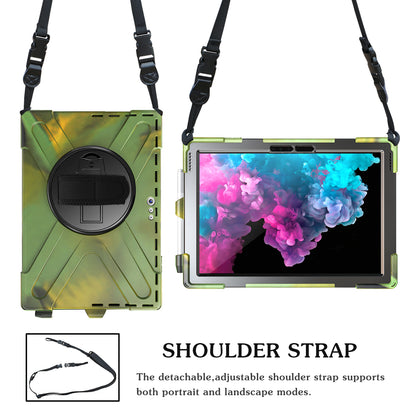 For Microsoft Surface Pro 7 6 5 4 [X-Shape] PC + TPU Combo Case / 360 Degree Swivel Kickstand / Hand Strap and Shoulder Strap