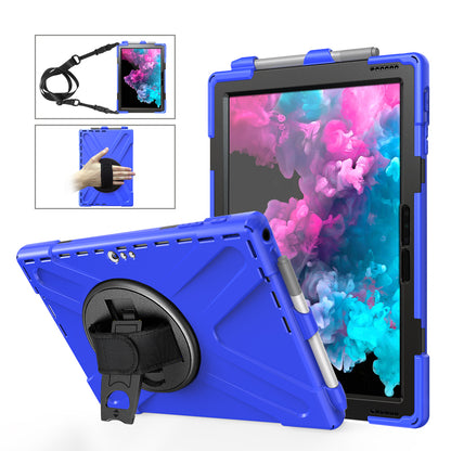 For Microsoft Surface Pro 7 6 5 4 [X-Shape] PC + TPU Combo Case / 360 Degree Swivel Kickstand / Hand Strap and Shoulder Strap