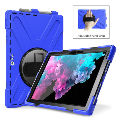 For Microsoft Surface Pro 7 6 5 4 [X-Shape] PC + TPU Combo Case / 360 Degree Swivel Kickstand / Hand Strap and Shoulder Strap