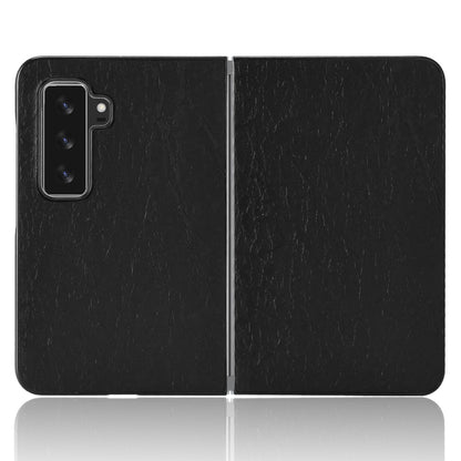 For Microsoft Surface Duo 2 Textured Surface Well-protected PU Leather Coated Hard PC Phone Case