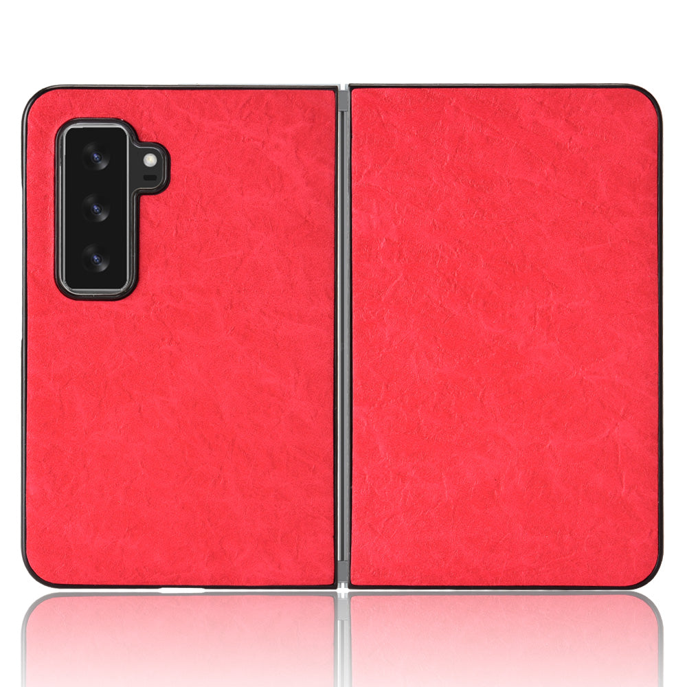 For Microsoft Surface Duo 2 Textured Surface Well-protected PU Leather Coated Hard PC Phone Case