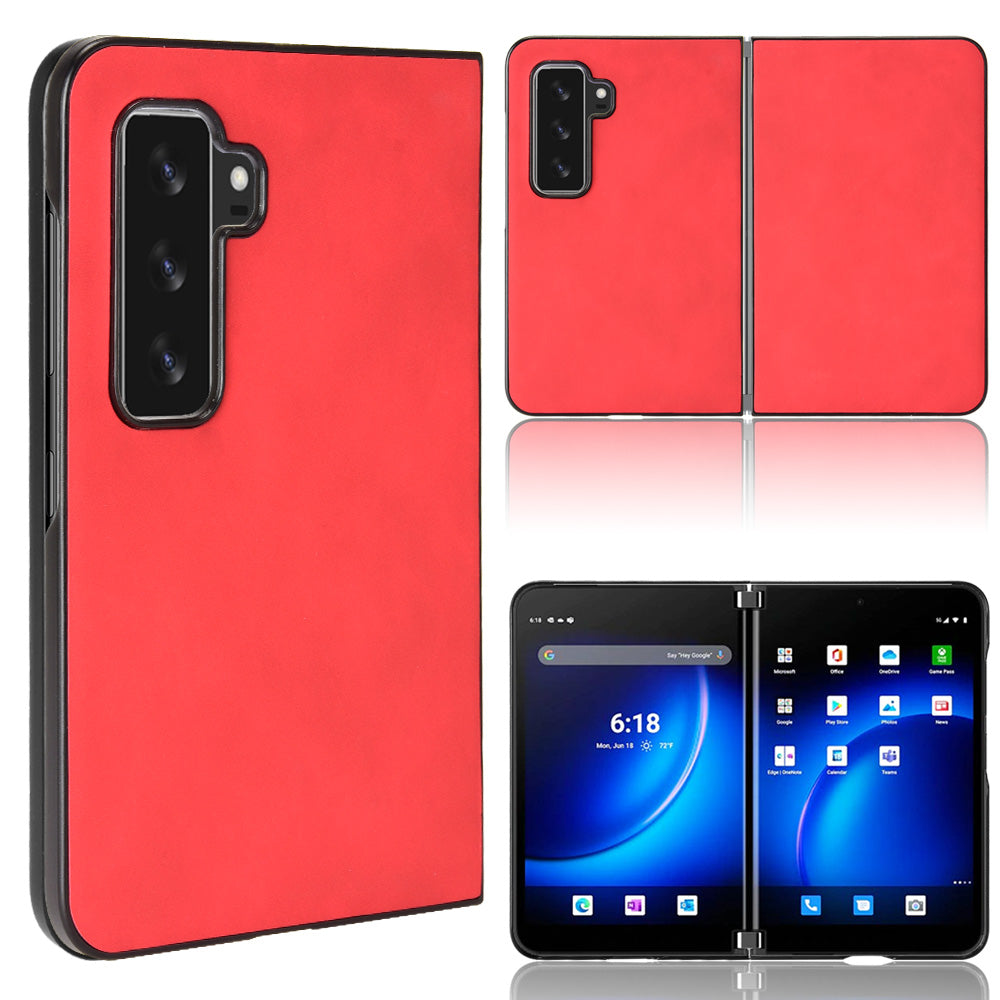 For Microsoft Surface Duo 2 Skin-touch Feeling Anti-drop PU Leather Coated Hard PC Phone Case Cover