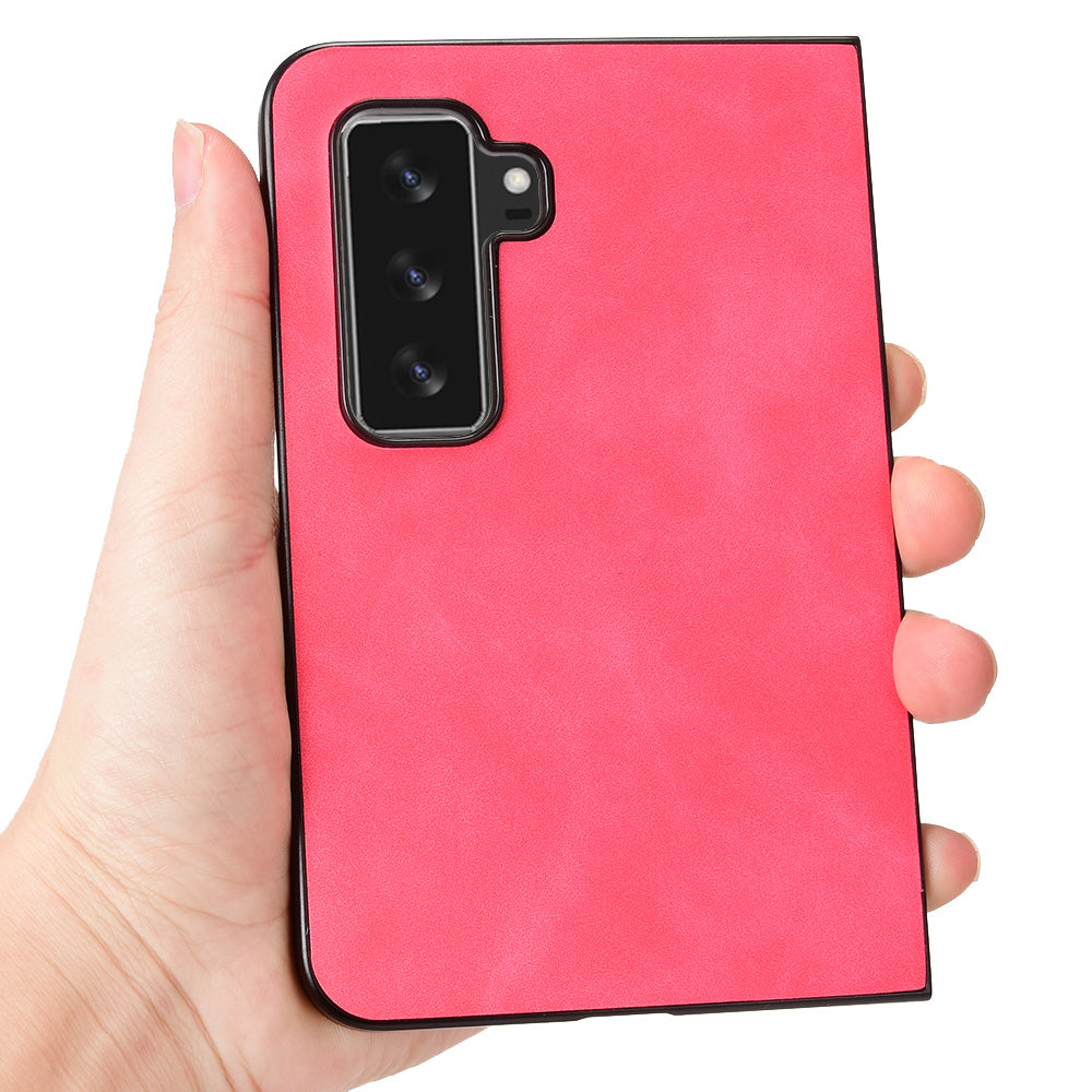 For Microsoft Surface Duo 2 Skin-touch Feeling Anti-drop PU Leather Coated Hard PC Phone Case Cover