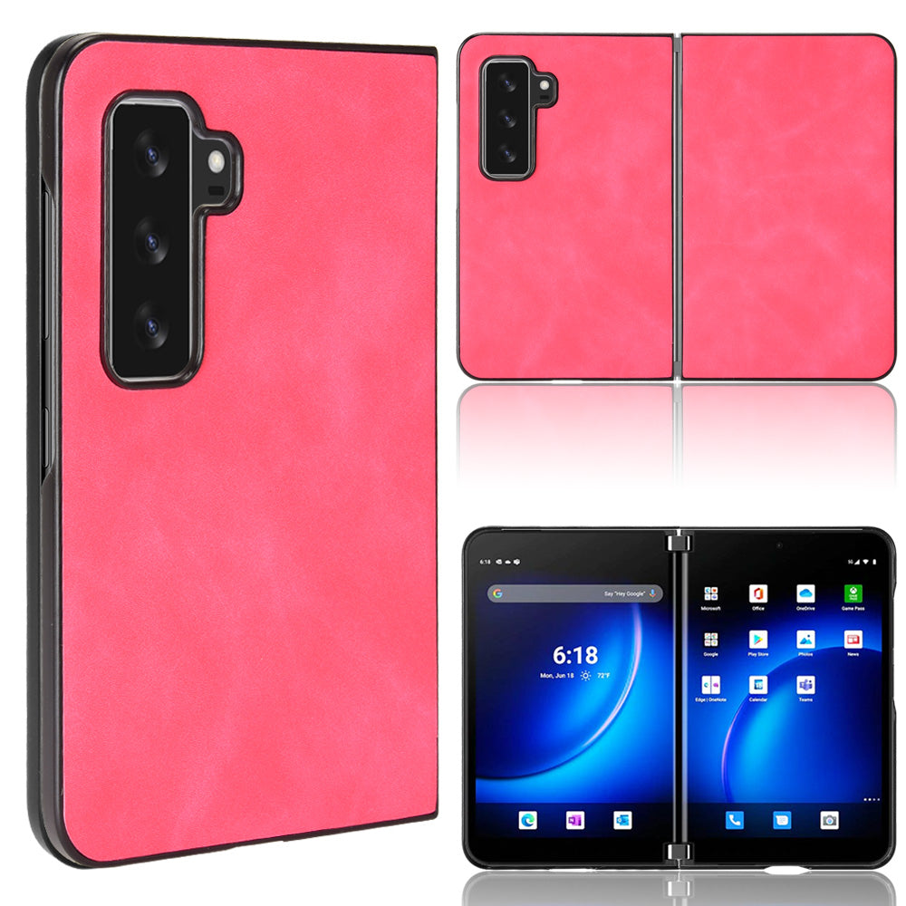 For Microsoft Surface Duo 2 Skin-touch Feeling Anti-drop PU Leather Coated Hard PC Phone Case Cover