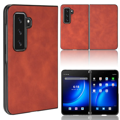 For Microsoft Surface Duo 2 Skin-touch Feeling Anti-drop PU Leather Coated Hard PC Phone Case Cover