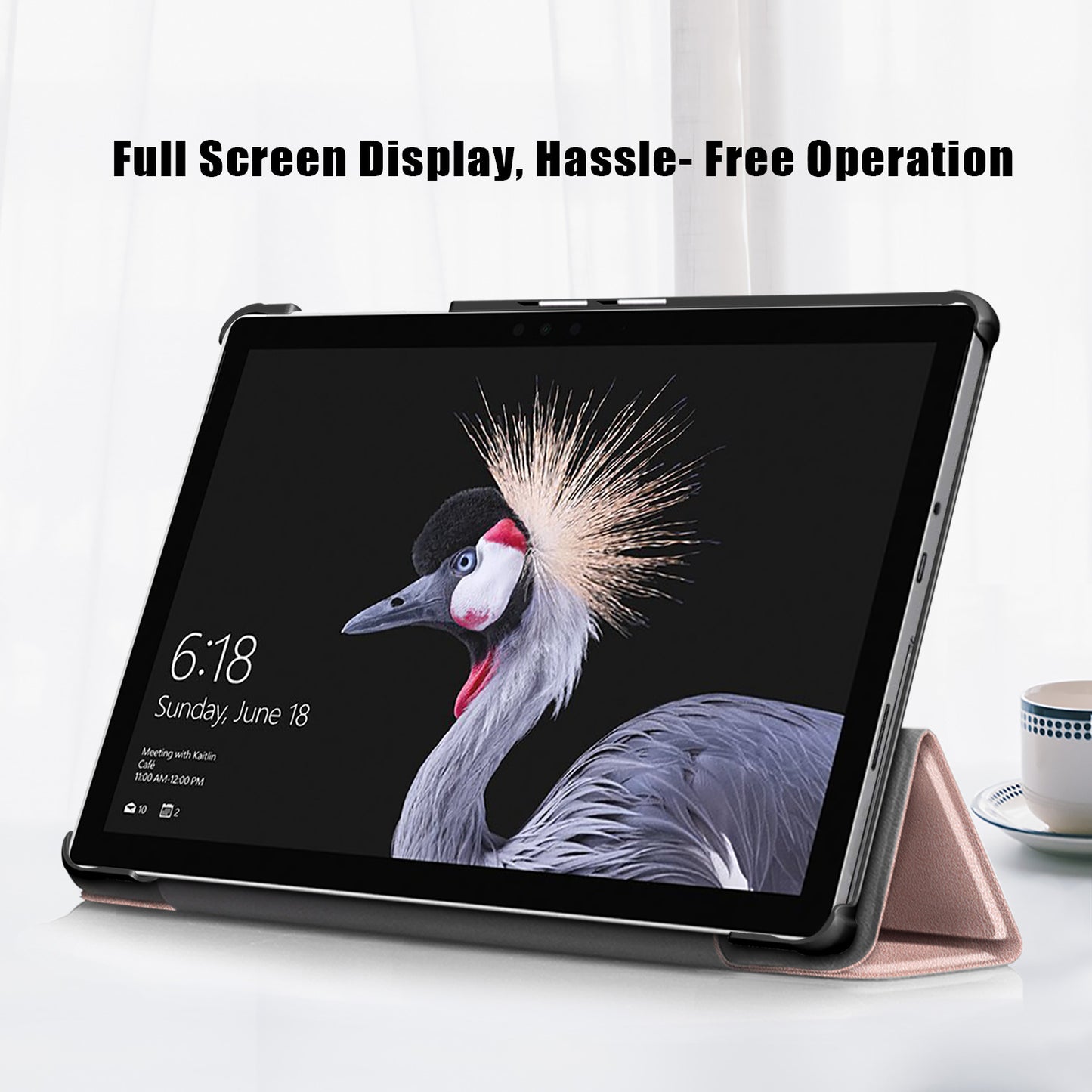 For Microsoft Surface Go3 (2021) Auto Wake / Sleep Premium Tri-Fold Stand PU Leather Slim Light Tablet Case Cover