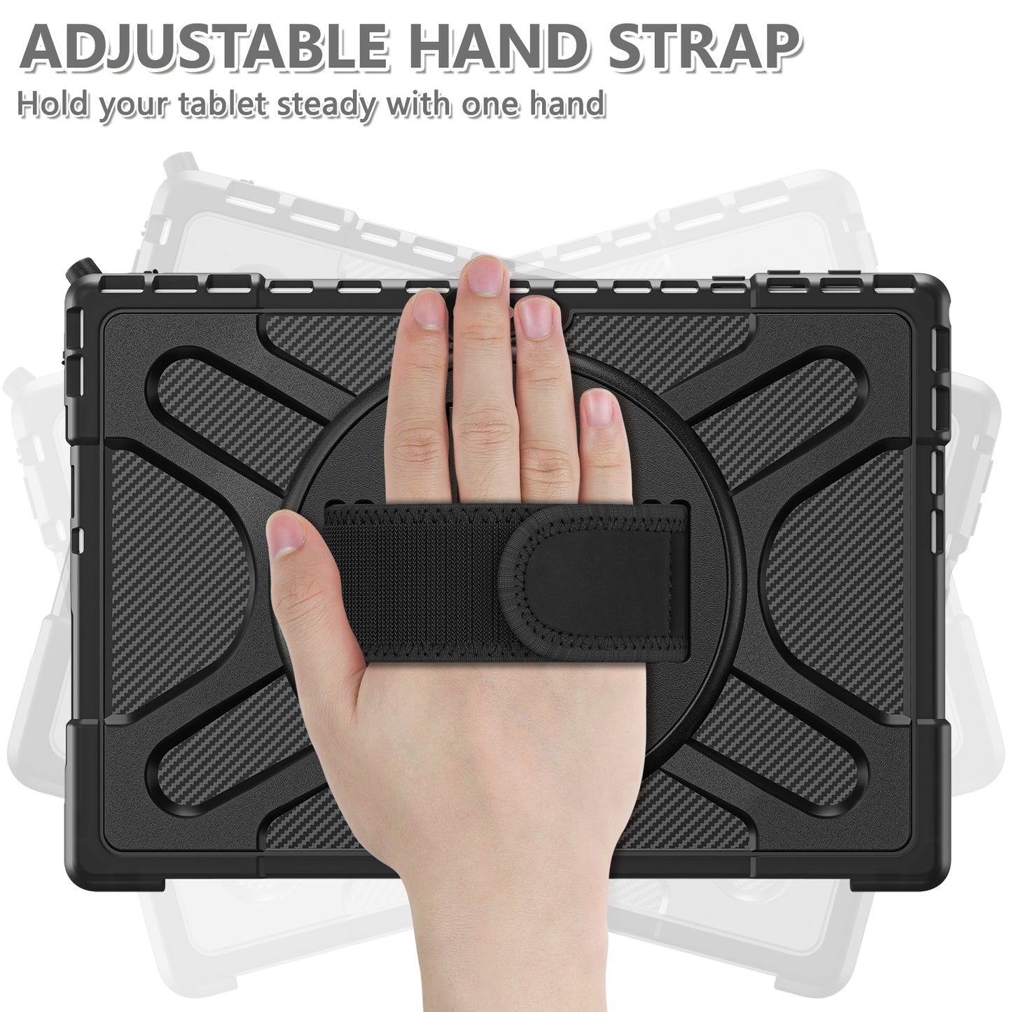 For Microsoft Surface Pro 4/5/6/7/7+ Kickstand Tablet Case Hybrid 2-in-1 Hard PC + TPU Dual Layer Shockproof Cover with Hand Strap