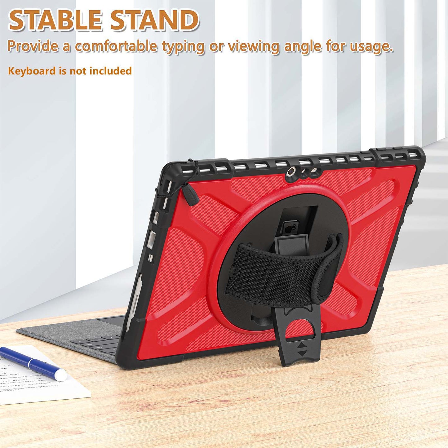 For Microsoft Surface Pro 4/5/6/7/7+ Kickstand Tablet Case Hybrid 2-in-1 Hard PC + TPU Dual Layer Shockproof Cover with Hand Strap