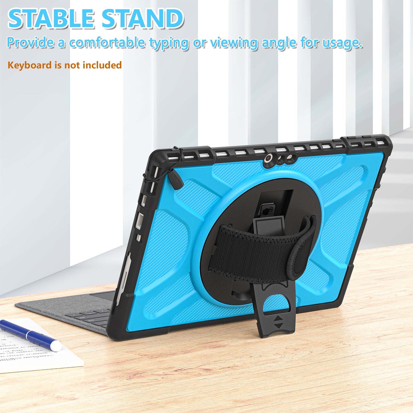 For Microsoft Surface Pro 4/5/6/7/7+ Kickstand Tablet Case Hybrid 2-in-1 Hard PC + TPU Dual Layer Shockproof Cover with Hand Strap