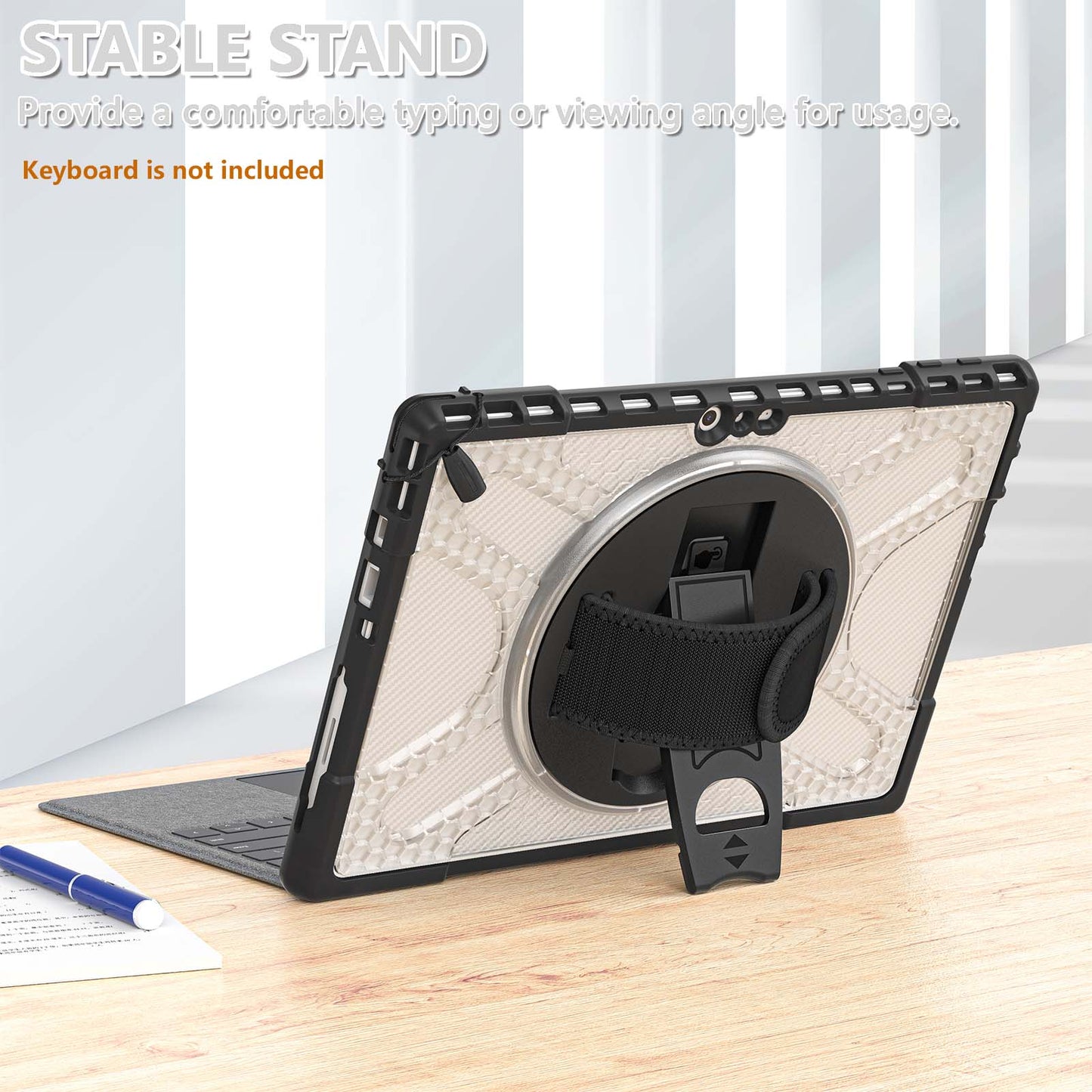 For Microsoft Surface Pro 4/5/6/7/7+ Kickstand Tablet Case Hybrid 2-in-1 Hard PC + TPU Dual Layer Shockproof Cover with Hand Strap