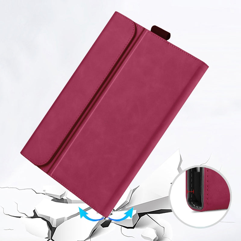 For Microsoft Surface Go Crazy Horse Line Splicing Magnetic Closure Leather + PC Tablet Case with Stand