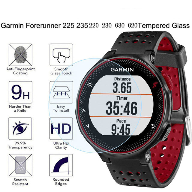 0.3mm 9H Tempered Glass Screen Protector Film for Garmin Forerunner 220/225/230/235/620/630