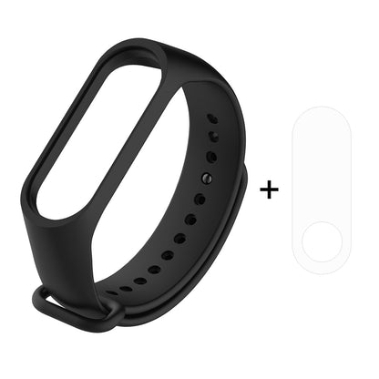 For Xiaomi Mi Smart Band 4 / Mi Band 3 Adjustable Soft Silicone Wrist Watch Strap + Full Covering TPU Screen Protector