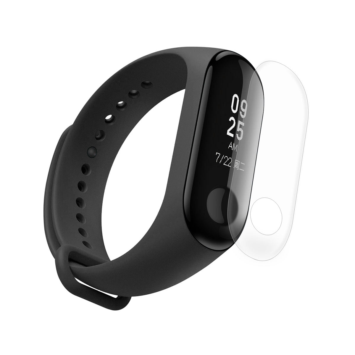 For Xiaomi Mi Smart Band 4 / Mi Band 3 Adjustable Soft Silicone Wrist Watch Strap + Full Covering TPU Screen Protector