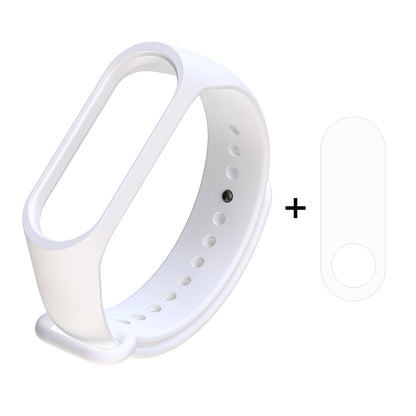 For Xiaomi Mi Smart Band 4 / Mi Band 3 Adjustable Soft Silicone Wrist Watch Strap + Full Covering TPU Screen Protector