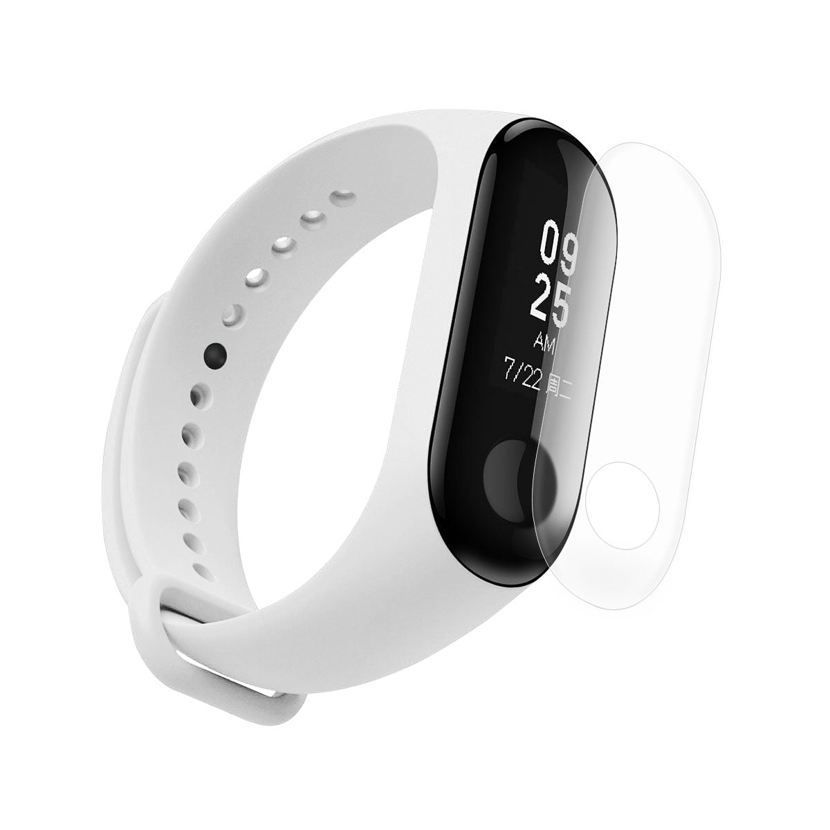 For Xiaomi Mi Smart Band 4 / Mi Band 3 Adjustable Soft Silicone Wrist Watch Strap + Full Covering TPU Screen Protector