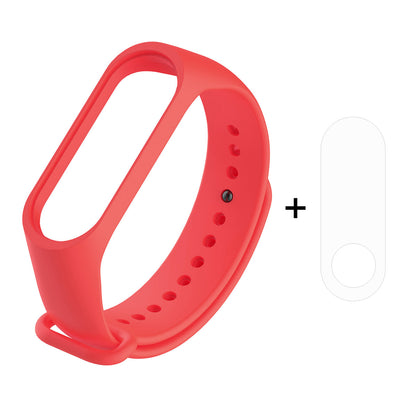 For Xiaomi Mi Smart Band 4 / Mi Band 3 Adjustable Soft Silicone Wrist Watch Strap + Full Covering TPU Screen Protector