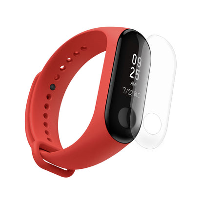 For Xiaomi Mi Smart Band 4 / Mi Band 3 Adjustable Soft Silicone Wrist Watch Strap + Full Covering TPU Screen Protector