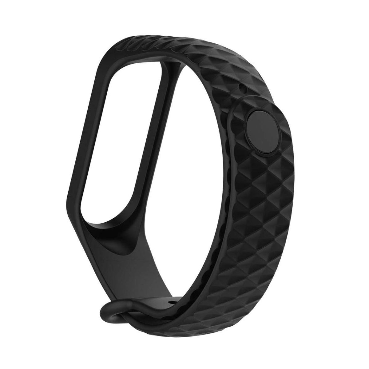 For Xiaomi Mi Smart Band 4 / Mi Band 3 3D Diamond Texture Adjustable Soft Silicone Wrist Watch Strap + Full Covering TPU Screen Protector