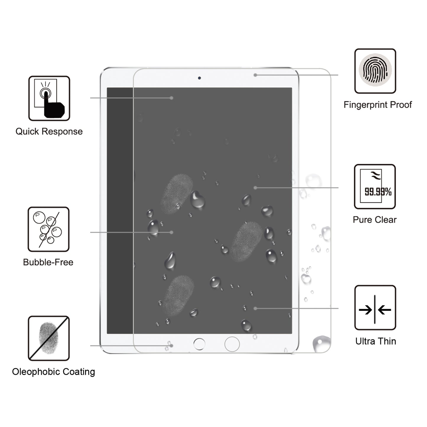 0.25mm Arc Edge 9H Tempered Glass Full Screen Guard Film for iPad Air 10.5 (2019) / Pro 10.5-inch (2017)