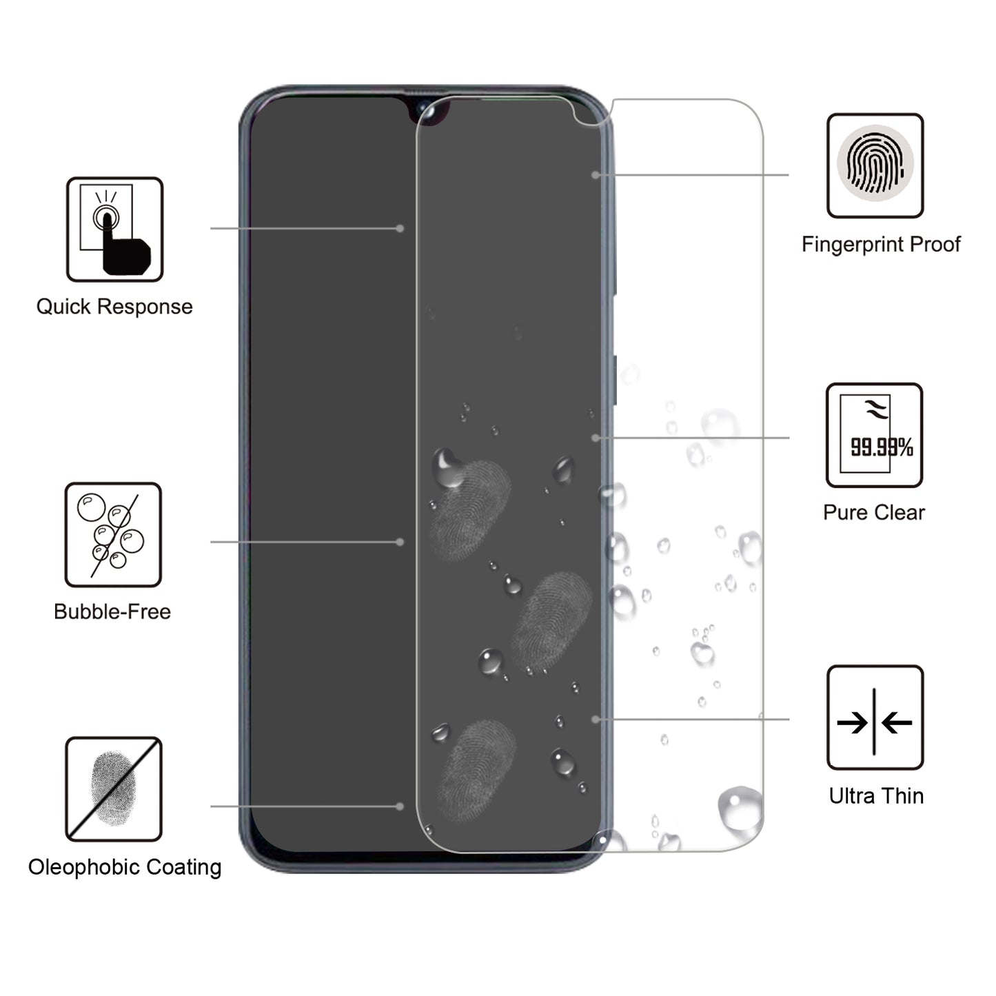 0.25mm Arc Edge 9H Tempered Glass Shield Anti-explosion for Samsung Galaxy A70