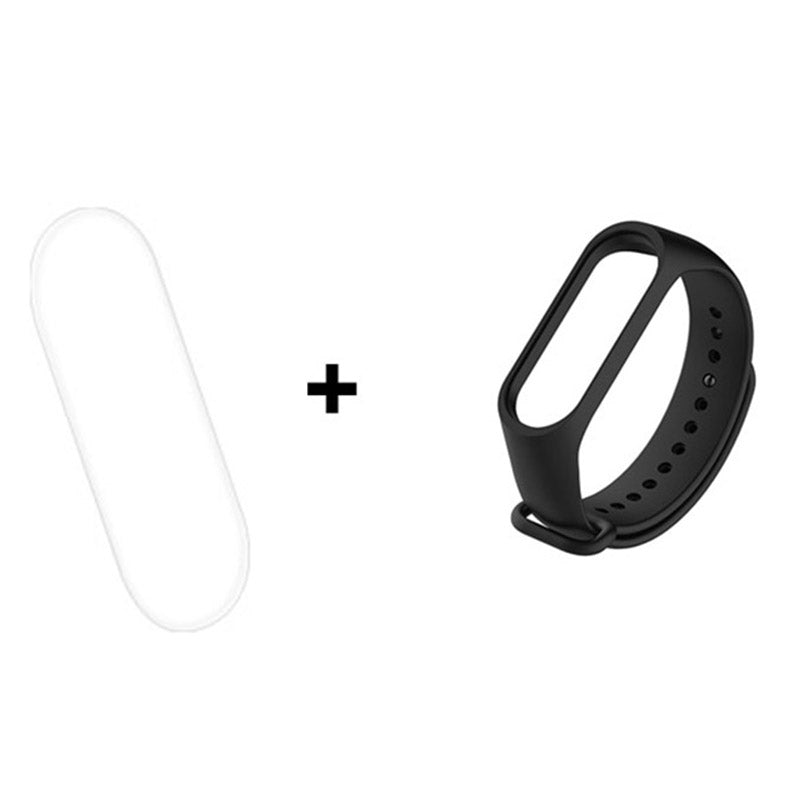 For Xiaomi Mi Smart Band 4 / Mi Band 3 Adjustable Soft Silicone Watch Band Strap + Full Covering Soft TPU Screen Film