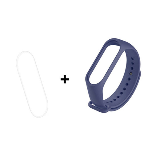 For Xiaomi Mi Smart Band 4 / Mi Band 3 Adjustable Soft Silicone Watch Band Strap + Full Covering Soft TPU Screen Film