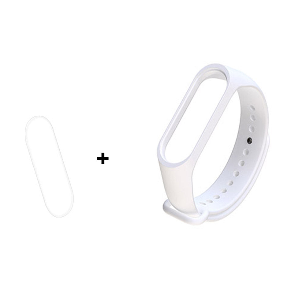 For Xiaomi Mi Smart Band 4 / Mi Band 3 Adjustable Soft Silicone Watch Band Strap + Full Covering Soft TPU Screen Film