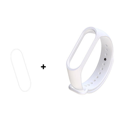 For Xiaomi Mi Smart Band 4 / Mi Band 3 Adjustable Soft Silicone Watch Band Strap + Full Covering Soft TPU Screen Film