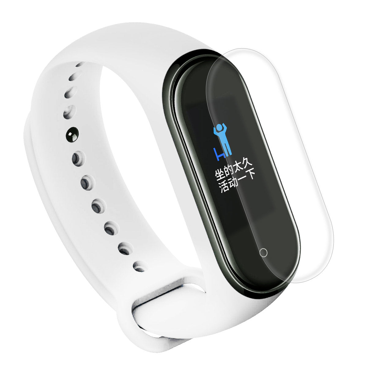 For Xiaomi Mi Smart Band 4 / Mi Band 3 Adjustable Soft Silicone Watch Band Strap + Full Covering Soft TPU Screen Film