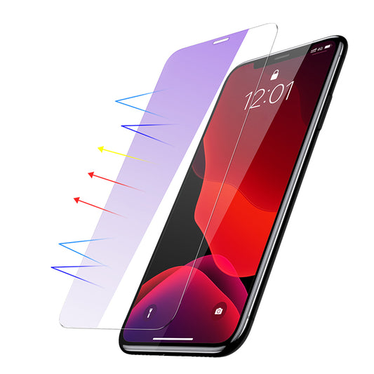 BASEUS 2 PCS 0.15mm Secondary Hardening Full-glass Anti-bluelight Tempered Glass Film+Installation Tool for iPhone 11 6.1 inch (2019) / XR 6.1" (2018)