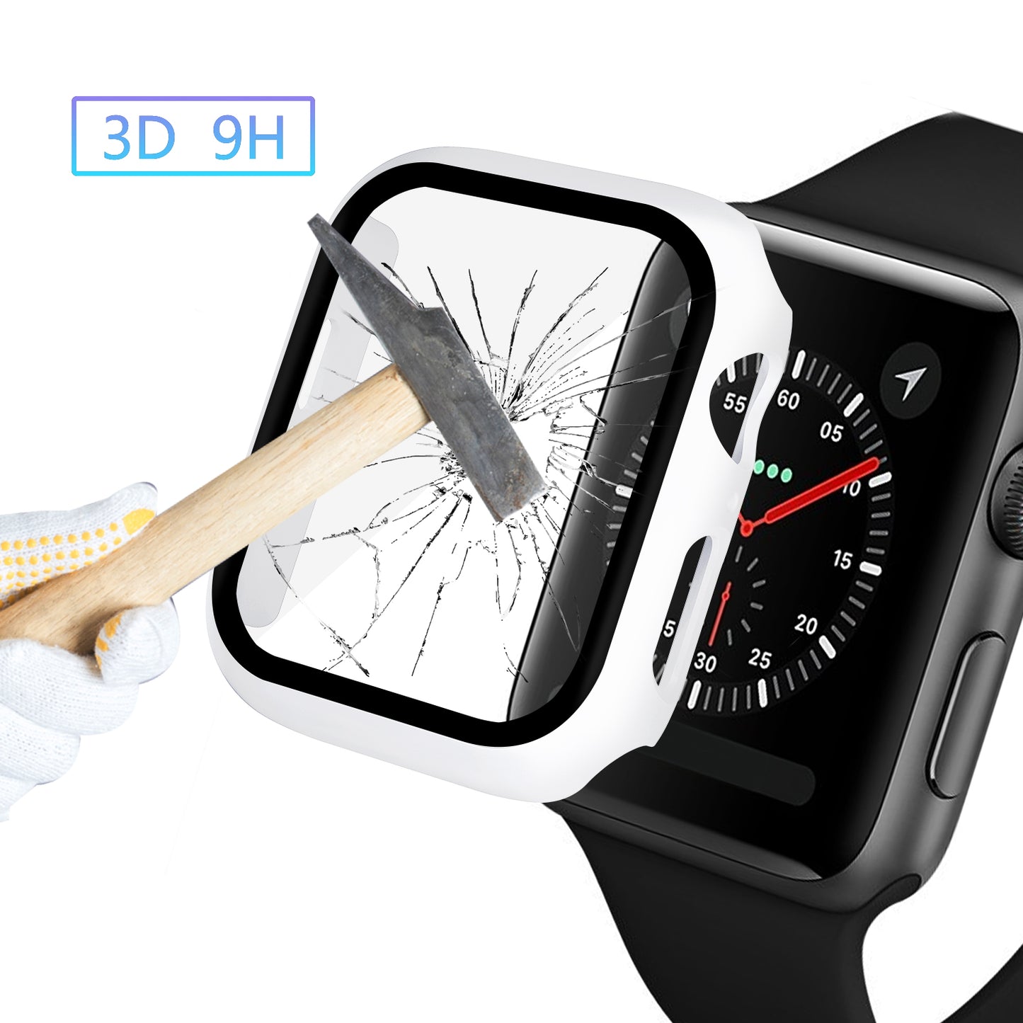 HAT PRINCE For Apple Watch Series 4 / 5 / 6 / SE / SE (2022) 40mm PC Frame + Tempered Glass Protector Watch Case