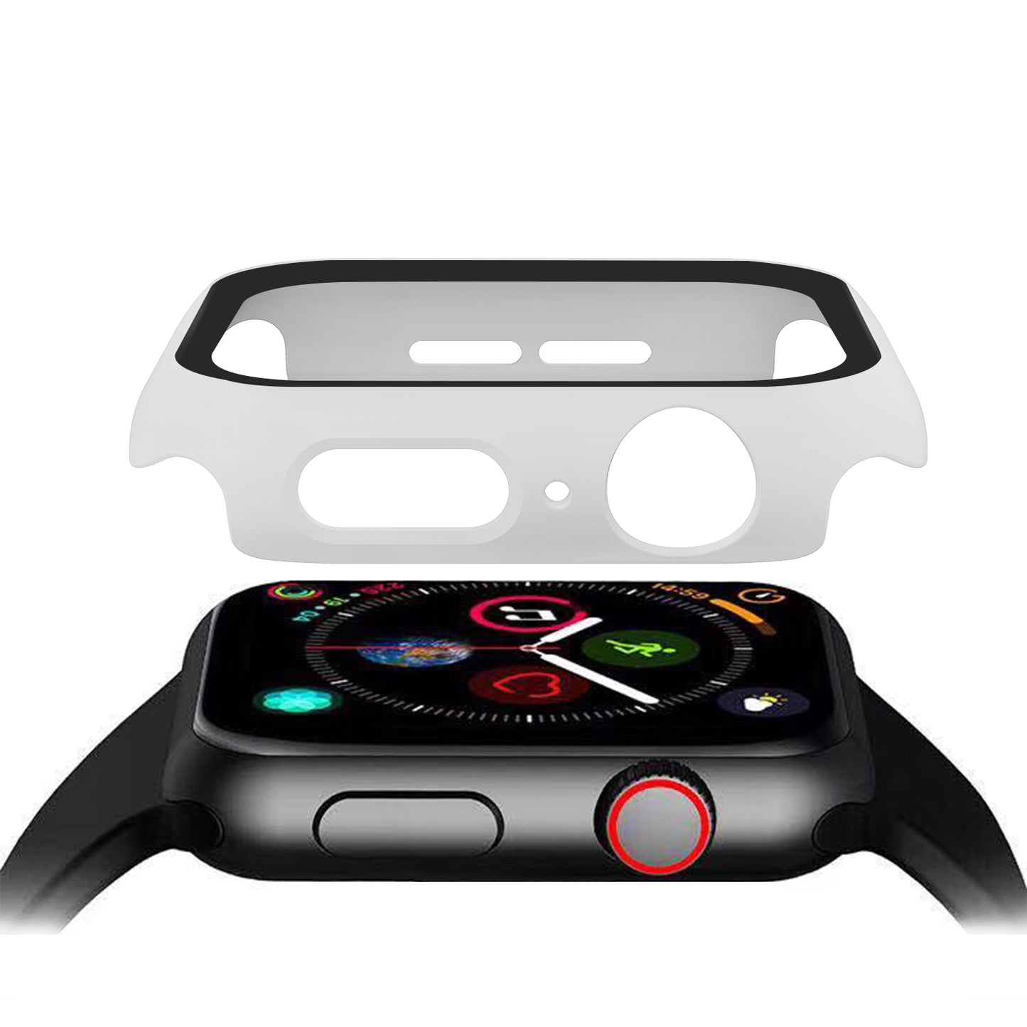 HAT PRINCE For Apple Watch Series 4 / 5 / 6 / SE / SE (2022) 40mm PC Frame + Tempered Glass Protector Watch Case