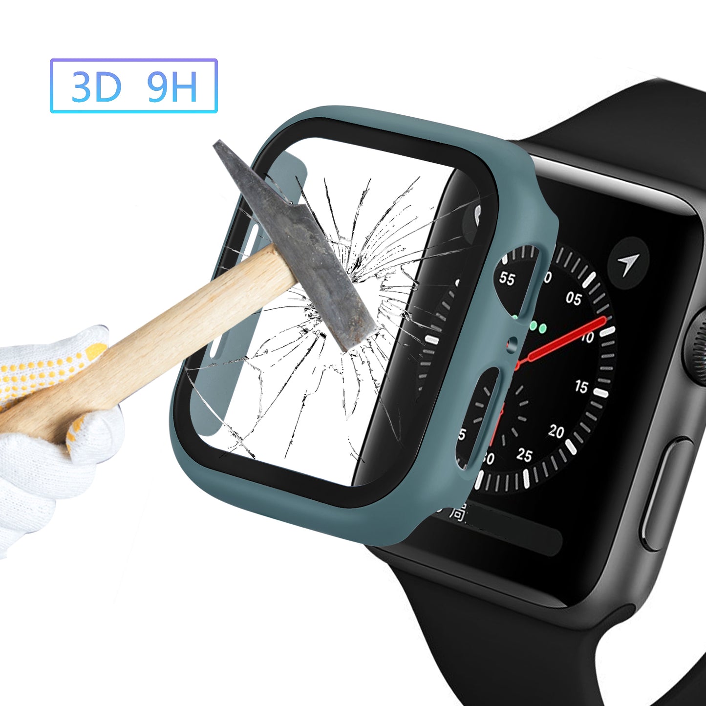 HAT PRINCE For Apple Watch Series 4 / 5 / 6 / SE / SE (2022) 40mm PC Frame + Tempered Glass Protector Watch Case