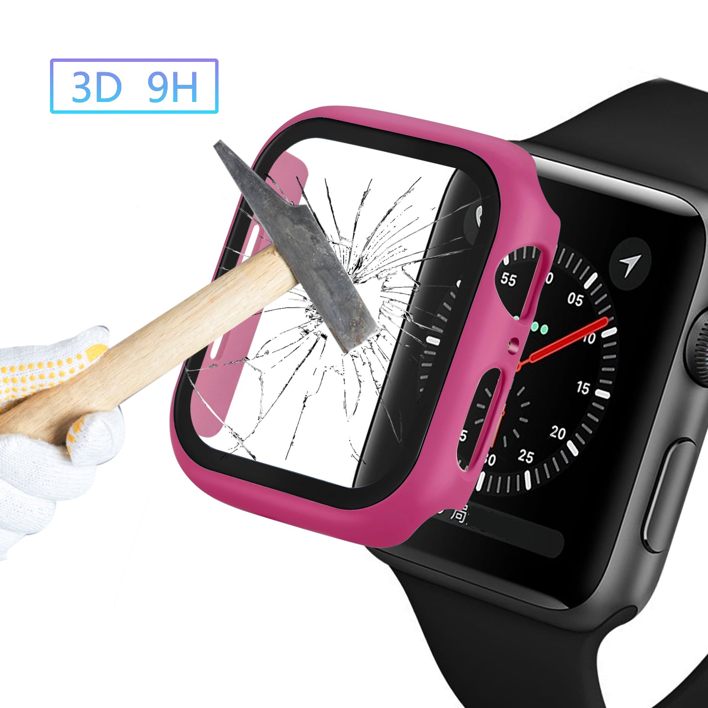 HAT PRINCE For Apple Watch Series 4 / 5 / 6 44mm / SE 44mm / SE (2022) 44mm PC Frame + Tempered Glass Protector Smart Watch Case