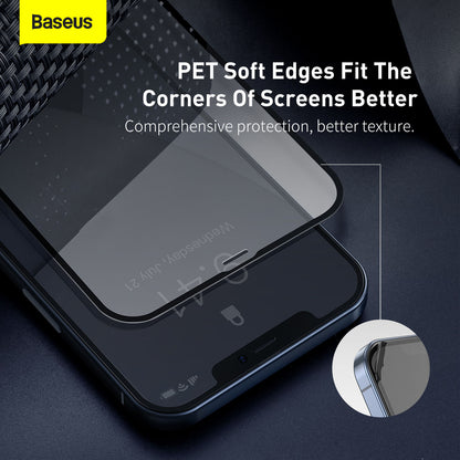 BASEUS 2 PCS 0.23mm Full Screen Coverage Anti-blue-ray Curved Tempered Glass Films for iPhone 12 Pro/12