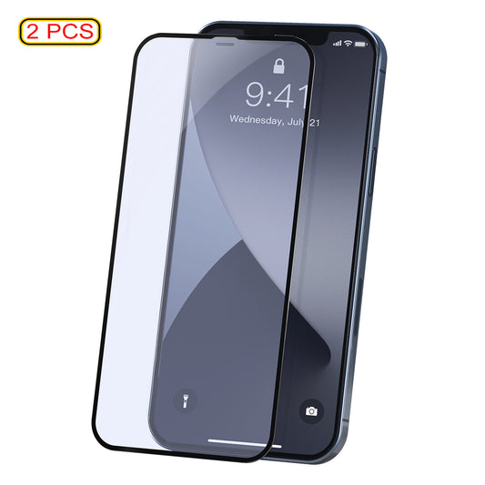BASEUS 2 PCS 0.23mm Full Screen Coverage Anti-blue-ray Curved Tempered Glass Films for iPhone 12 Pro Max 6.7 inch