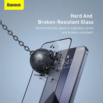 BASEUS 2 PCS 0.23mm Full Screen Coverage Anti-blue-ray Curved Tempered Glass Films for iPhone 12 Pro Max 6.7 inch