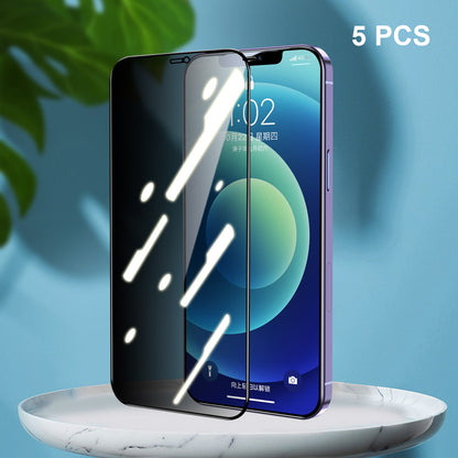 ENKAY HAT PRINCE 5Pcs Full Coverage Anti-glare 28Â° Anti-spy Explosion-proof Tempered Glass Screen Protector Film for iPhone 12 mini 5.4 inch