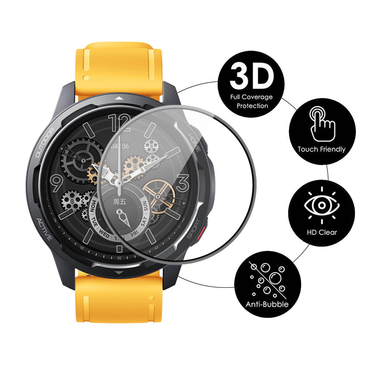 ENKAY HAT PRINCE Full Coverage 3D Curved Soft PC Edge + PMMA Ultra Thin Hardness HD Clear Screen Protector for Xiaomi Watch Color 2