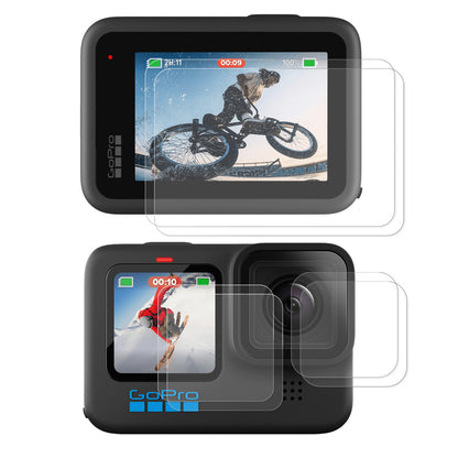 ENKAY HAT PRINCE 2Pcs/Set Anti-Scratch HD Tempered Glass Screen Protector + Tempered Glass Lens Protector + Tempered Glass Front LCD Display Film for GoPro Hero 10