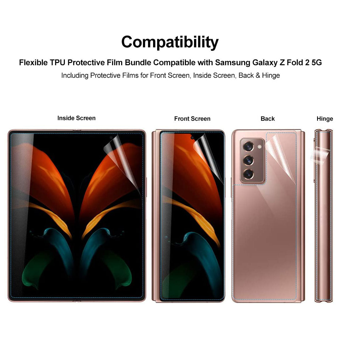 1 Set Full Coverage Anti-fingerprint Matte Screen Protective + Back Cover TPU Film for Samsung Galaxy Z Fold2 5G