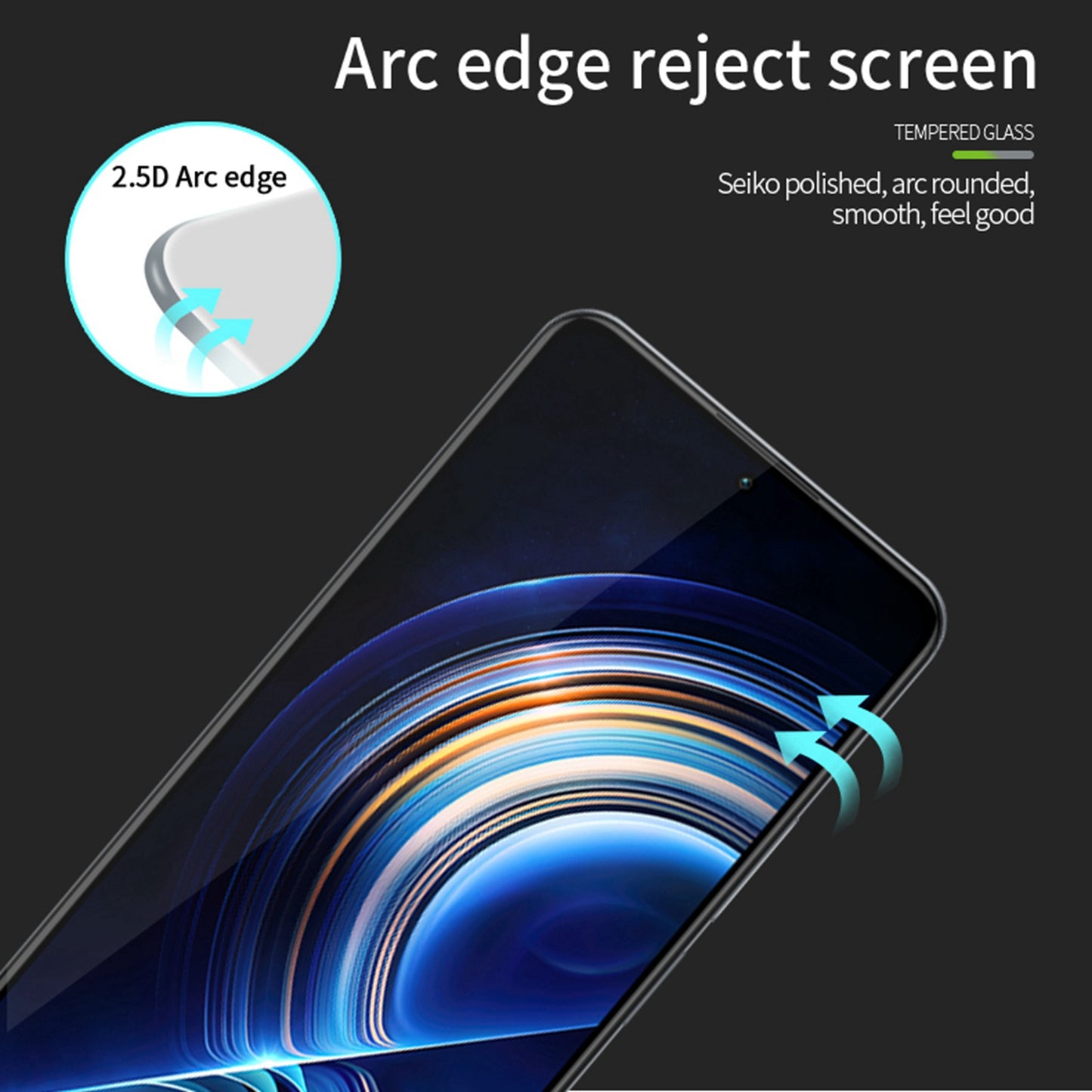 MOFI JK Tempered Glass Film Series-2 for Xiaomi Redmi Note 12 Pro 5G / 12 Pro+ 5G Full Glue Screen Protector, Full Covering High Aluminum-silicon Glass Film