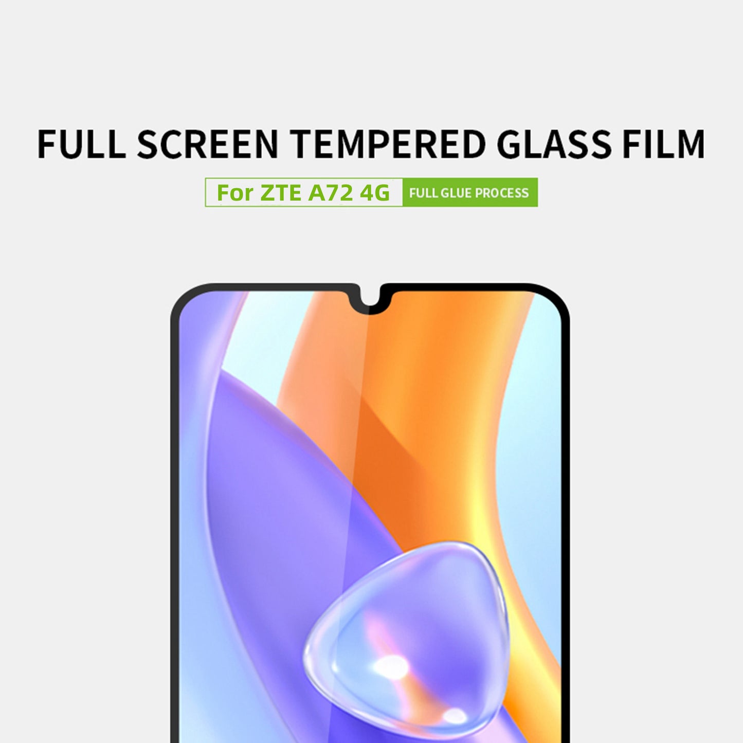 PINWUYO JK Tempered Glass Film Series-2 for ZTE Blade A72 High Aluminum-silicon Glass Full Glue Full Covering Screen Protector