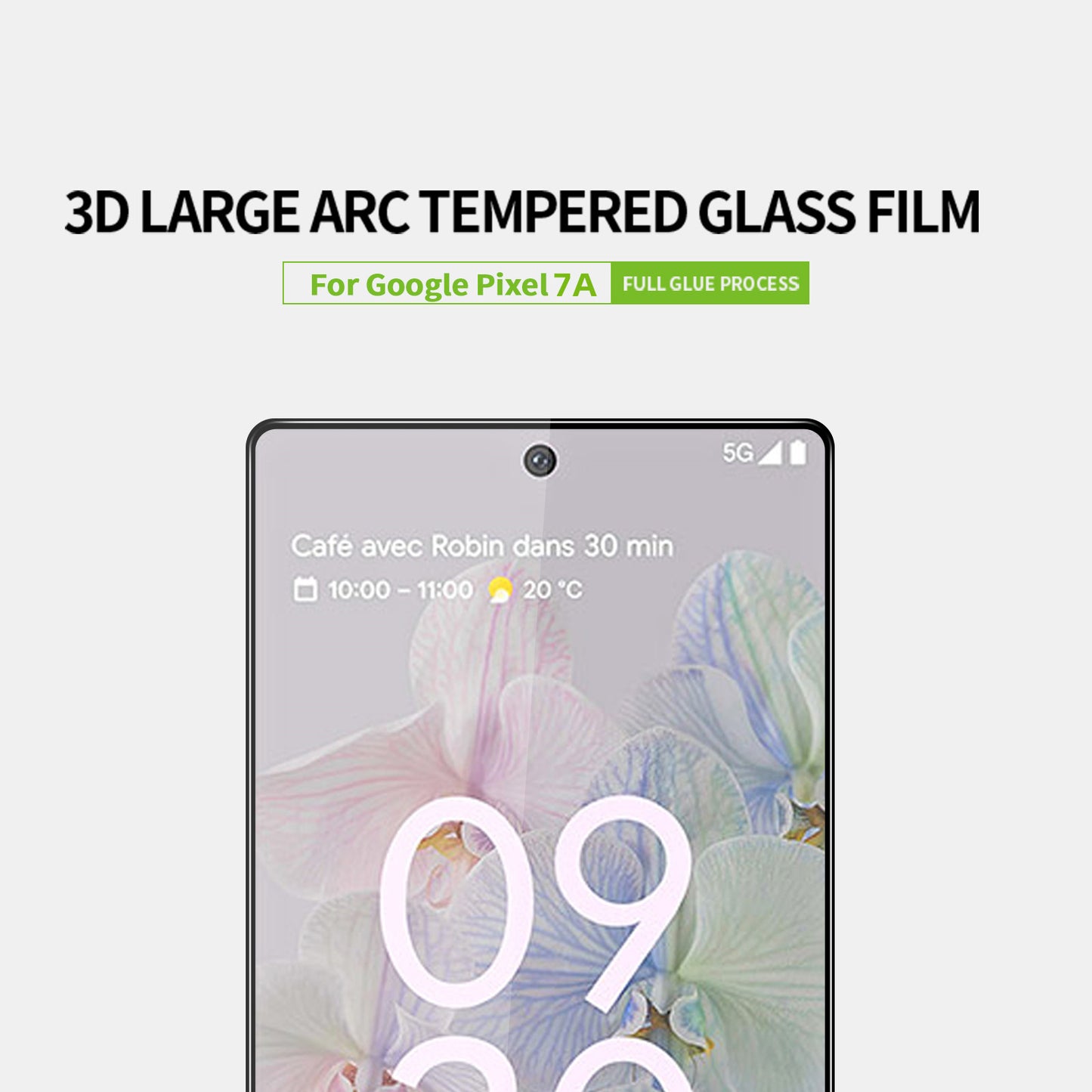 PINWUYO JK 3D Hot Bending Tempered Glass Film-2 for Google Pixel 7a Anti-fingerprint Clear High Aluminum-silicon Glass Film Full Glue Shatterproof Screen Protector