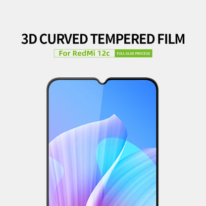 PINWUYO JK 3D Hot Bending Tempered Glass Film-2 for Xiaomi Redmi 12C 4G Anti-explosion HD Screen Protector Anti-fingerprint Full Glue High Aluminum-silicon Glass Film