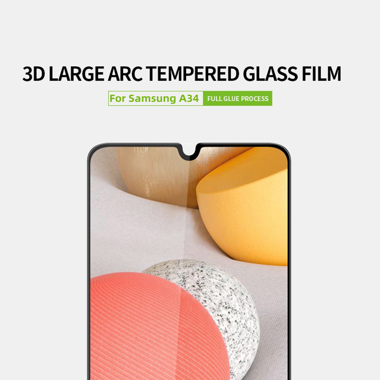 PINWUYO JK 3D Curved Tempered Glass Film-2 for Samsung Galaxy A34 5G , Full Glue Anti-explosion High Aluminum-silicon Glass Screen Protector