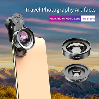 APEXEL APL-HB2IN1WM Phone Lens 2 in 1 Clip-on 10X Macro Lens + 120Â° Wide Angle Lens Kit