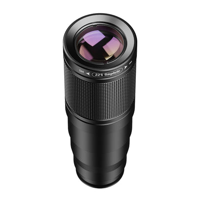 APEXEL Phone Camera Lens Kit, 22X Telephoto Lens + 120Â° Wide Angle Lens + 25X Macro Lens + 205Â° Fish Eye Lens