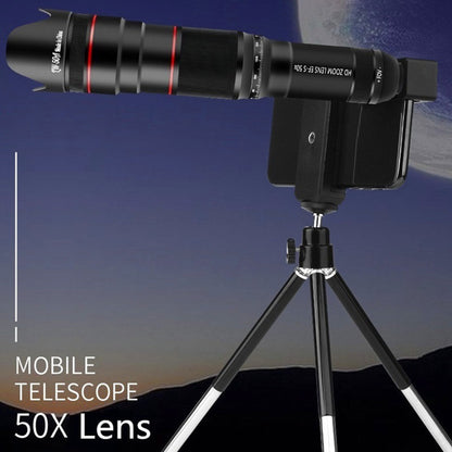 50X Optical Zoom HD Monocular Telephoto Telescope Mobile Phone Camera Lens with Tripod